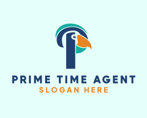 Tropical Bird Parrot Letter P logo design