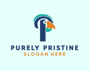 Tropical Bird Parrot Letter P logo design