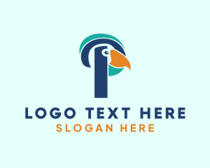 Beak - Tropical Bird Parrot Letter P logo design