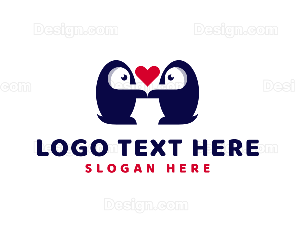 Penguin Bird Heart Logo