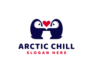 Penguin Bird Heart  logo design