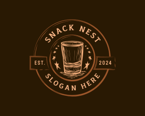 Liquor Shot Glass Brewery logo design