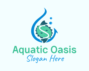 Aquatic Fishing Hook logo design