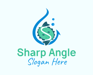 Aquatic Fishing Hook logo design