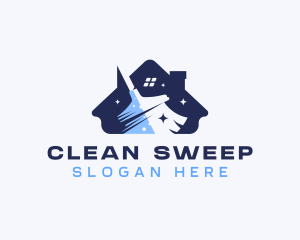 Broom Cleaning Housekeeping logo design