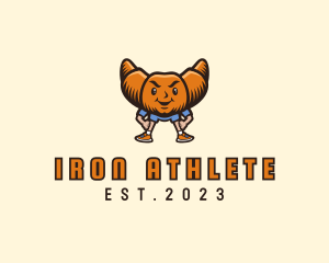 Angry Croissant Athlete logo design