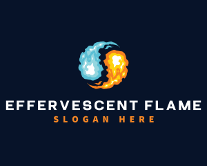 Yin Yang Fire Flame logo design