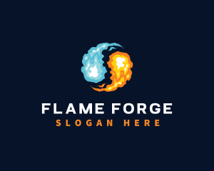 Yin Yang Fire Flame logo design