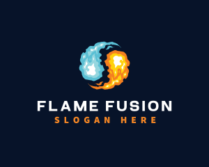 Yin Yang Fire Flame logo design