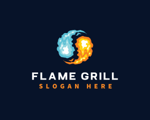 Yin Yang Fire Flame logo design