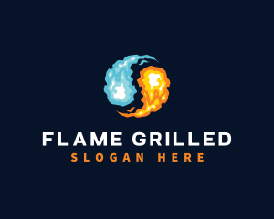 Yin Yang Fire Flame logo design