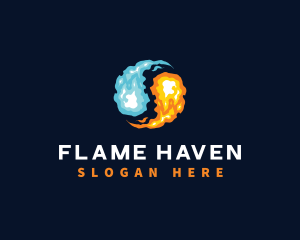 Yin Yang Fire Flame logo