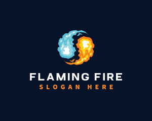 Yin Yang Fire Flame logo design
