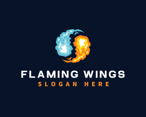 Yin Yang Fire Flame logo design