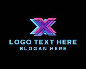 Multicolor Digital Letter X logo