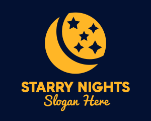 Crescent Moon Stars logo design