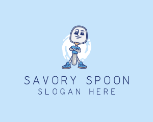 Spoon Utensil Cartoon logo design