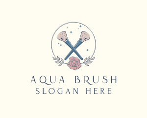 Floral Powder Brush Cosmetics logo design