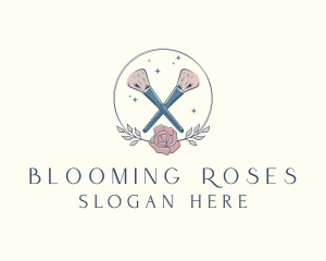 Floral Powder Brush Cosmetics logo design