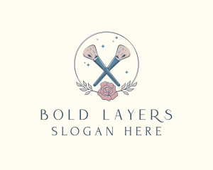 Floral Powder Brush Cosmetics logo design