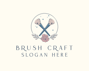 Floral Powder Brush Cosmetics logo design