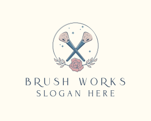 Floral Powder Brush Cosmetics logo design