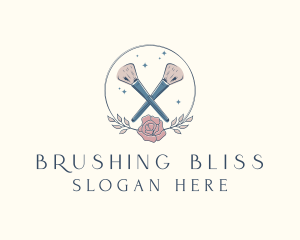 Floral Powder Brush Cosmetics logo design