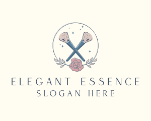 Floral Powder Brush Cosmetics logo design