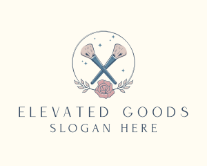 Floral Powder Brush Cosmetics logo design