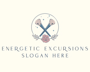 Floral Powder Brush Cosmetics logo design