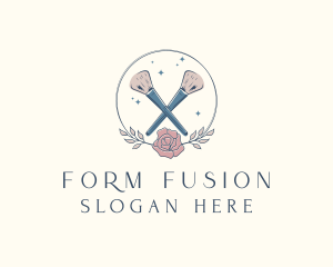 Floral Powder Brush Cosmetics logo design