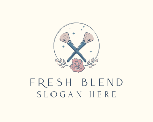 Floral Powder Brush Cosmetics logo design