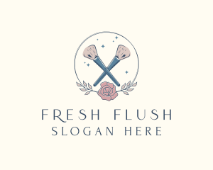 Floral Powder Brush Cosmetics logo design