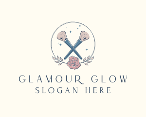 Floral Powder Brush Cosmetics logo design