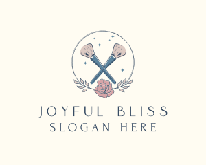 Floral Powder Brush Cosmetics logo design