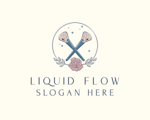 Floral Powder Brush Cosmetics logo design