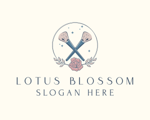 Floral Powder Brush Cosmetics logo design