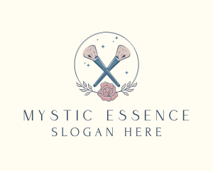 Floral Powder Brush Cosmetics logo design