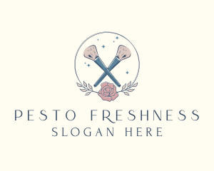 Floral Powder Brush Cosmetics logo design