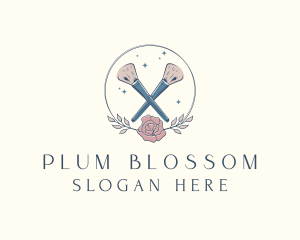 Floral Powder Brush Cosmetics logo design