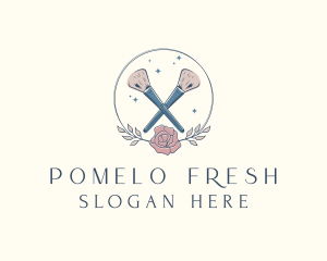 Floral Powder Brush Cosmetics logo design