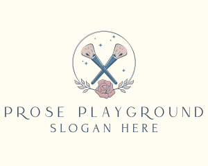 Floral Powder Brush Cosmetics logo design