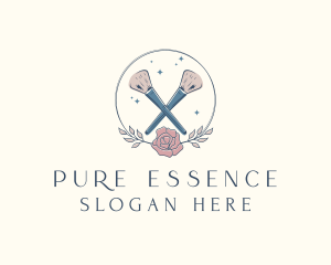 Floral Powder Brush Cosmetics logo design