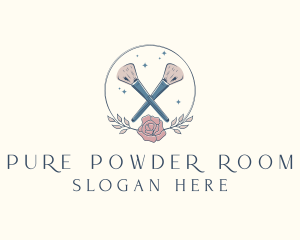 Floral Powder Brush Cosmetics logo design