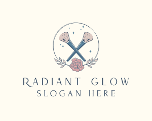 Floral Powder Brush Cosmetics logo design