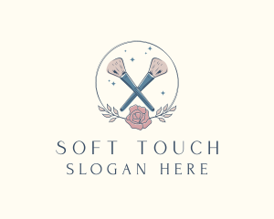 Floral Powder Brush Cosmetics logo design