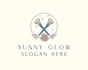 Floral Powder Brush Cosmetics logo design