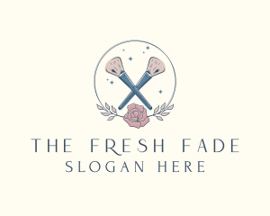 Floral Powder Brush Cosmetics logo design