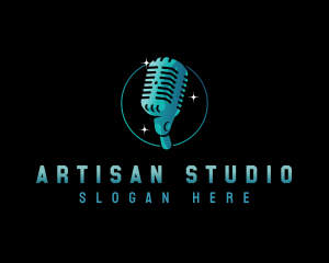 Retro Studio Microphone logo design