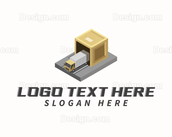 Truck Import Logistics Crate Logo